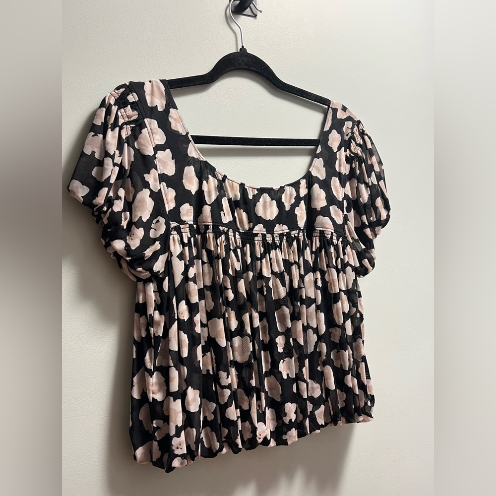 Free People Black and Pink Blouse